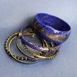 Exquisite Set Of 6 Blue Bangle Bracelet Fashion For Women's Casual